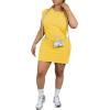 imagePINSV Womens Summer Casual T Shirt Dresses Crew Neck Short Sleeve Tunic DressYellow