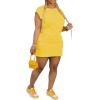 imagePINSV Womens Summer Casual T Shirt Dresses Crew Neck Short Sleeve Tunic DressYellow