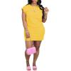 imagePINSV Womens Summer Casual T Shirt Dresses Crew Neck Short Sleeve Tunic DressYellow