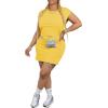 imagePINSV Womens Summer Casual T Shirt Dresses Crew Neck Short Sleeve Tunic DressYellow