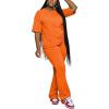imagePINSV Women 2 Piece Outfits Short Sleeve Top and Flare Pants Lounge Sets TracksuitOrange