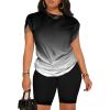 imagePINSV Women 2 Piece Outfits Summer Sweatsuits Biker Short Workout Jogger SetsBlack Gradient B