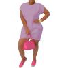imagePINSV Womens Casual Summer T Shirt Dresses Short Sleeve Tunic Dress with PocketsPale Purple