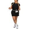 imagePINSV Womens Summer Casual T Shirt Dresses Crew Neck Short Sleeve Tunic DressBlack