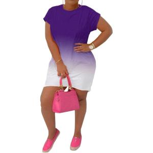 imagePINSV Womens Casual Summer T Shirt Dresses Short Sleeve Tunic Dress with PocketsPurple Gradient