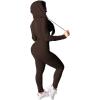 imagePINSV Two Piece Outfits For Women Matching Workout Sets Bodycon Tracksuit Long Sleeve Jogger Hoodie Sweatsuits SetBrown