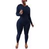 imagePINSV Two Piece Outfits For Women Matching Workout Sets Bodycon Tracksuit Long Sleeve Jogger Hoodie Sweatsuits SetDark Blue
