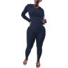 imagePINSV Two Piece Outfits For Women Matching Workout Sets Bodycon Tracksuit Long Sleeve Jogger Hoodie Sweatsuits SetDark Blue