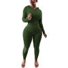 imagePINSV Two Piece Outfits For Women Matching Workout Sets Bodycon Tracksuit Long Sleeve Jogger Hoodie Sweatsuits SetDark Green