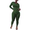 imagePINSV Two Piece Outfits For Women Matching Workout Sets Bodycon Tracksuit Long Sleeve Jogger Hoodie Sweatsuits SetDark Green