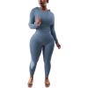 imagePINSV Two Piece Outfits For Women Matching Workout Sets Bodycon Tracksuit Long Sleeve Jogger Hoodie Sweatsuits SetGrey Blue