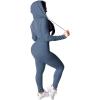 imagePINSV Two Piece Outfits For Women Matching Workout Sets Bodycon Tracksuit Long Sleeve Jogger Hoodie Sweatsuits SetGrey Blue