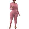 imagePINSV Two Piece Outfits For Women Matching Workout Sets Bodycon Tracksuit Long Sleeve Jogger Hoodie Sweatsuits SetPink