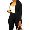 imagePINSV Women Casual Blazer Work Business Open Front Long Sleeve Suit Jacket3369 Black