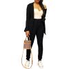 imagePINSV Women Casual Blazer Work Business Open Front Long Sleeve Suit Jacket3369 Black