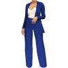 imagePINSV Women Casual Blazer Work Business Open Front Long Sleeve Suit Jacket3369 Blue