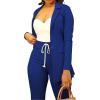 imagePINSV Women Casual Blazer Work Business Open Front Long Sleeve Suit Jacket3369 Blue