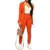 imagePINSV Women Casual Blazer Work Business Open Front Long Sleeve Suit Jacket3369 Orange