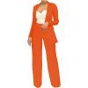 imagePINSV Women Casual Blazer Work Business Open Front Long Sleeve Suit Jacket3369 Orange