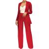 imagePINSV Women Casual Blazer Work Business Open Front Long Sleeve Suit Jacket3369 Red