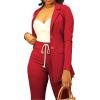imagePINSV Women Casual Blazer Work Business Open Front Long Sleeve Suit Jacket3369 Red