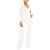 imagePINSV Women Casual Blazer Work Business Open Front Long Sleeve Suit Jacket3369 White