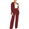 imagePINSV Women Casual Blazer Work Business Open Front Long Sleeve Suit JacketFwine Red