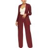 imagePINSV Women Casual Blazer Work Business Open Front Long Sleeve Suit JacketFwine Red