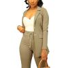 imagePINSV Women Casual Blazer Work Business Open Front Long Sleeve Suit JacketGbrown