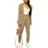 imagePINSV Women Casual Blazer Work Business Open Front Long Sleeve Suit JacketGbrown
