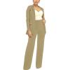 imagePINSV Women Casual Blazer Work Business Open Front Long Sleeve Suit JacketGbrown