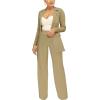 imagePINSV Women Casual Blazer Work Business Open Front Long Sleeve Suit JacketGbrown
