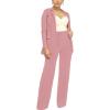 imagePINSV Women Casual Blazer Work Business Open Front Long Sleeve Suit JacketHpink