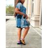 imagePINSV Women Plus Size Summer Casual T Shirt Dresses Short Sleeve Tunic Dress with PocketsDenim Print