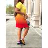 imagePINSV Women Plus Size Summer Casual T Shirt Dresses Short Sleeve Tunic Dress with PocketsYellow Gradient