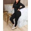 imageWomens 2 Piece Outfits Track Suits Long Sleeve Top Jogger Legging Pants Workout Sets for womenBlack