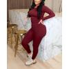 imageWomens 2 Piece Outfits Track Suits Long Sleeve Top Jogger Legging Pants Workout Sets for womenRed
