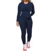 imagePINSV Two Piece Outfits For Women Matching Workout Sets Bodycon Tracksuit Long Sleeve Jogger Hoodie Sweatsuits SetDark Blue