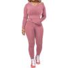 imagePINSV Two Piece Outfits For Women Matching Workout Sets Bodycon Tracksuit Long Sleeve Jogger Hoodie Sweatsuits SetPink