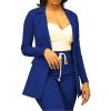 imagePINSV Women Casual Blazer Work Business Open Front Long Sleeve Suit Jacket3369 Blue