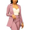 imagePINSV Women Casual Blazer Work Business Open Front Long Sleeve Suit JacketHpink