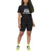 imagePINSV Womens 2 Piece Outfits Summer Printing Bodycon Short Pants Workout Sets Letter Black XL