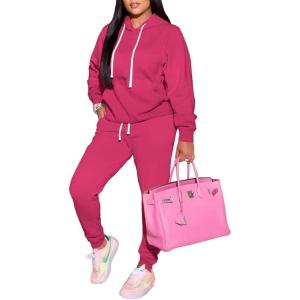 imagePINSV Sweatsuit Outfits For Women 2 Piece Set Casual Jogging Suits TracksuitsRose Red