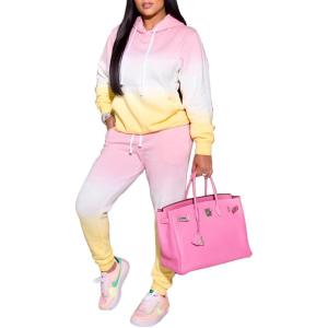 imagePINSV Sweatsuit Outfits For Women 2 Piece Set Casual Jogging Suits TracksuitsYellow Pink Gradient