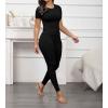 imageLounge Wear 2 Piece Outfits for Women Fitted Crew Neck Tshirt High Waist Legging pants Matching Sets Workout StreetwearBlack C
