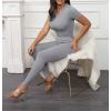 imageLounge Wear 2 Piece Outfits for Women Fitted Crew Neck Tshirt High Waist Legging pants Matching Sets Workout StreetwearGrey