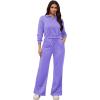 imagePINSV Womens 2 Piece Outfits Lapel Half Zip Sweatshirts Wide Leg Sweatpant Set Sweatsuit TracksuitPale Purple
