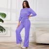 imagePINSV Womens 2 Piece Outfits Lapel Half Zip Sweatshirts Wide Leg Sweatpant Set Sweatsuit TracksuitPale Purple