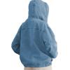 imagePINSV Womens Denim Hoodie Jacket Lightweight Button Up Jean Pullover with Drawstring Hood Casual Long Sleeve SweatshirtBlue