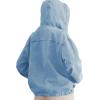 imagePINSV Womens Denim Hoodie Jacket Lightweight Button Up Jean Pullover with Drawstring Hood Casual Long Sleeve SweatshirtLight Blue